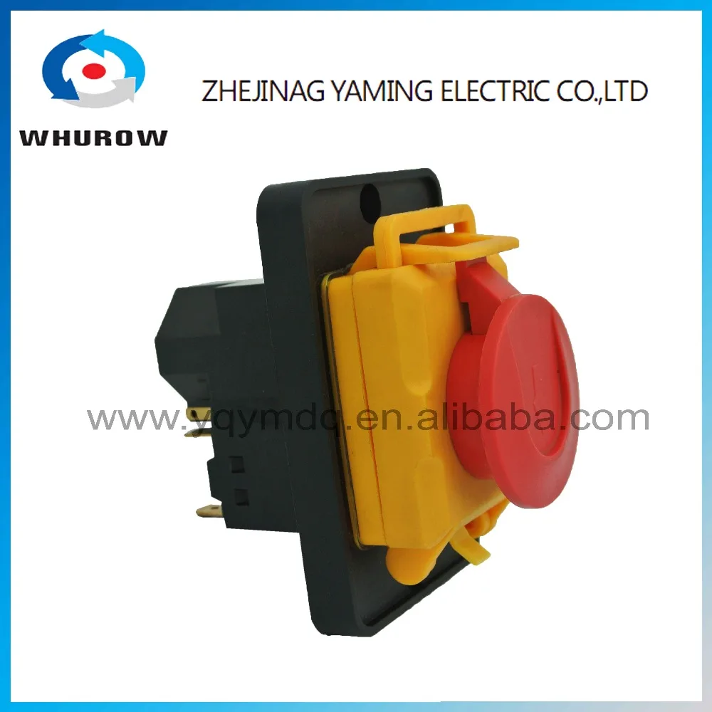 OFF-ON Red Cover Emergency Stop Push Button Switch 16A 250V AC Power-off Protect