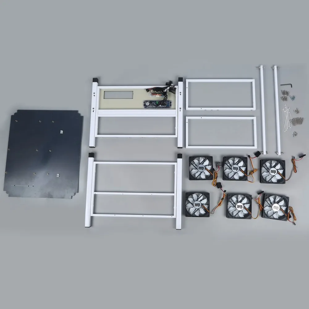 Compatible 6 GPU Open Air Mining Case Computer ETH Miner Frame Rig With 6 Fans And Temp Monitor System Good Heat Dissipation Compatible 6 GPU Open Air Mining Case Computer ETH Miner Frame Rig With 6 Fans And Temp Monitor System Good Heat Dissipation