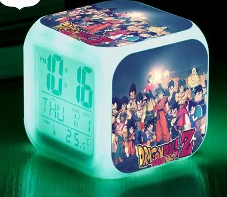 Темный хаки Dragon Ball детские часы светодиодный Будильник украшение дома reloj despertador 7 цветов флэш цифровые часы - Цвет: Темный хаки