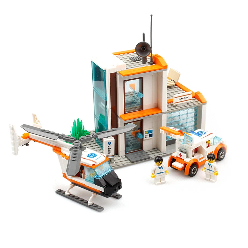 

450pcs Enlighten toy for children blocks Compatible Legoeds city Helicopter ambulance rescue center DIY figures Bricks gifts