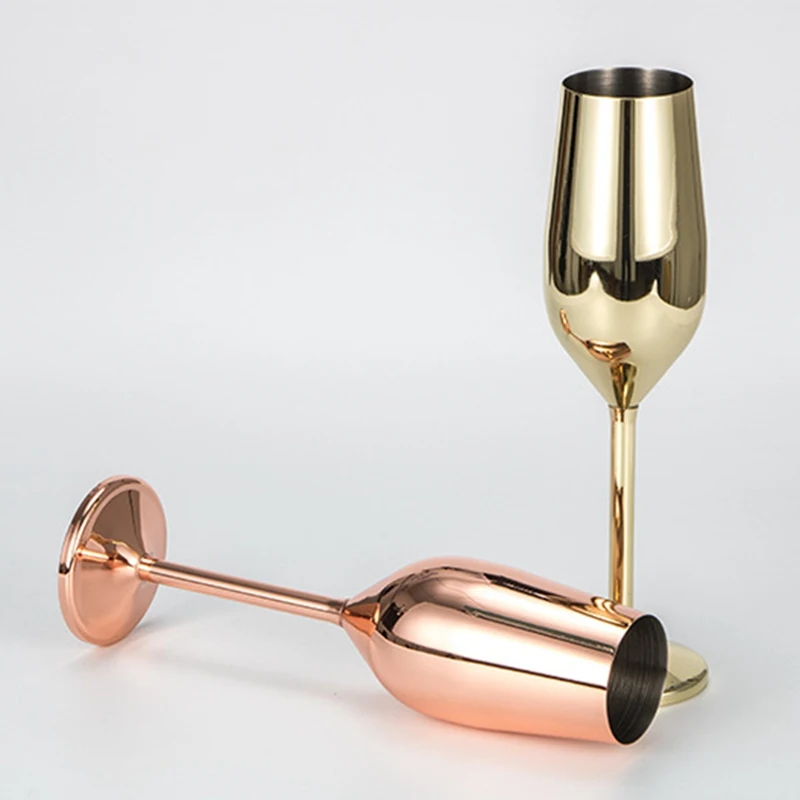 

Wine Glasses Copper Silver Rose Gold Stainless Steel Goblet Juice Drink Champagne Goblet Party Barware Kitchen Tool