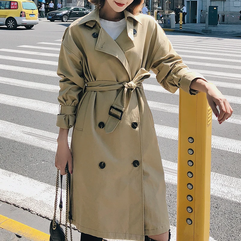 

2019 spring coat women's new fashion windbreaker women's casual long coat thin section sobrutudo women's autumn women's coat