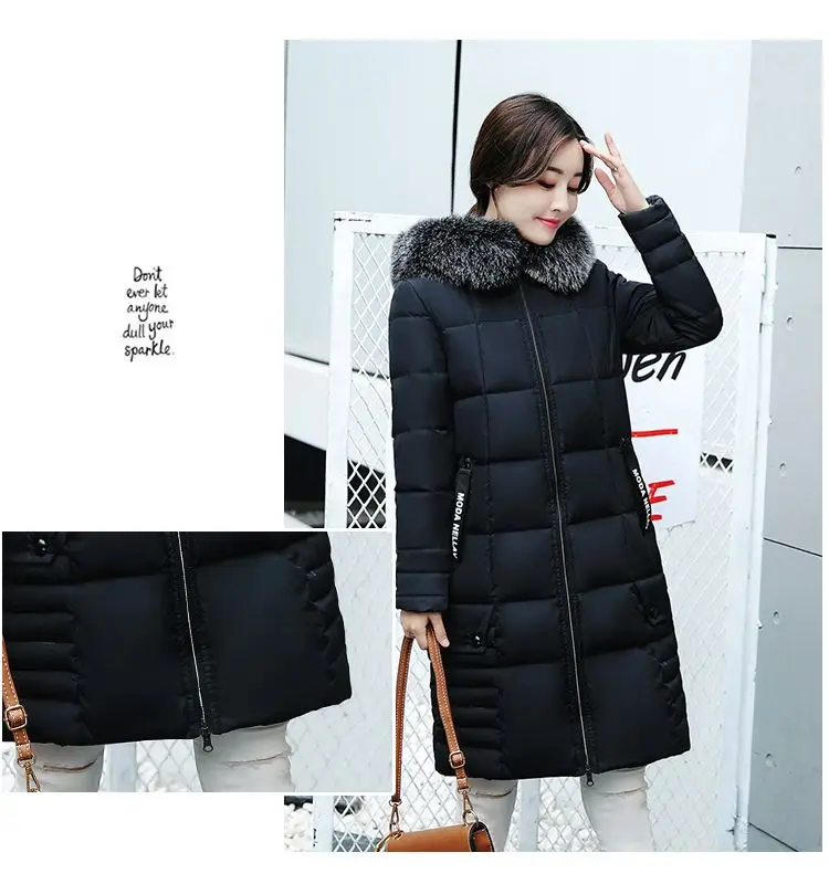 Winter Jacket Women Women's Parkas Long Coat Parka Women 2018 With Artificial Fur Collar Hooded Cotton Coats And Jackets LZ970 (20)