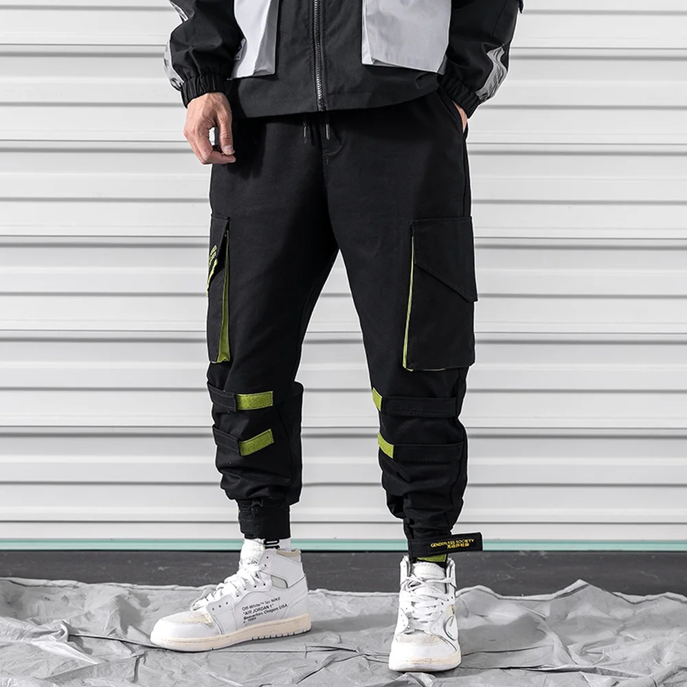2019 Spring New Mens Joggers Pants Velcro Design Casual Harem Pants Male Cotton Side-pocket Solid Streetwear Sweatpants