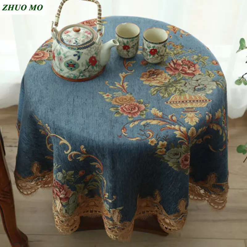 

High qualit Lace Round table cloth kitchen accessories Home decoration table cover new Year gift European Rectangular tablecloth