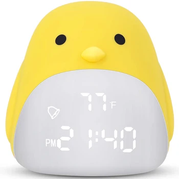 

Kids Alarm Clock,Cute Chick Alarm Clock For Girls Boys,Night Light Clock With 3 Color Changing,Wake Up Digital Clock For Kids,