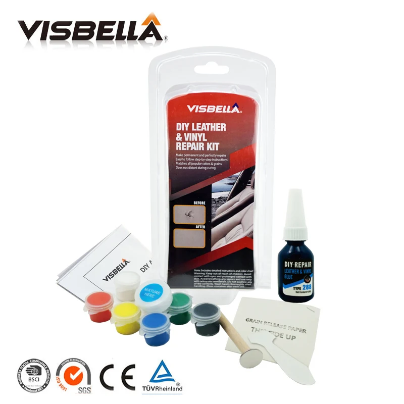 VISBELLA 72pcs DIY Leather Vinyl Repair Kit  for Car Care Liquid Skin Car Seat Sofa Coats Hole Wholesale Repair Hand Tool Sets