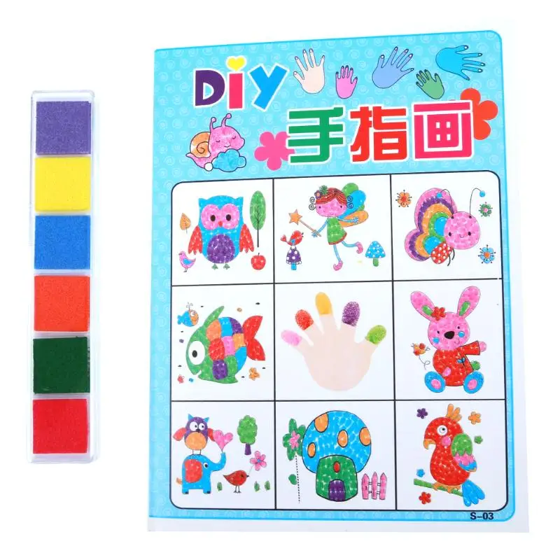 DIY 8Pcs set Cartoon Kid Finger Painting Craft Set Children Colorful Fingerpaint Drawing Education Learning Picture