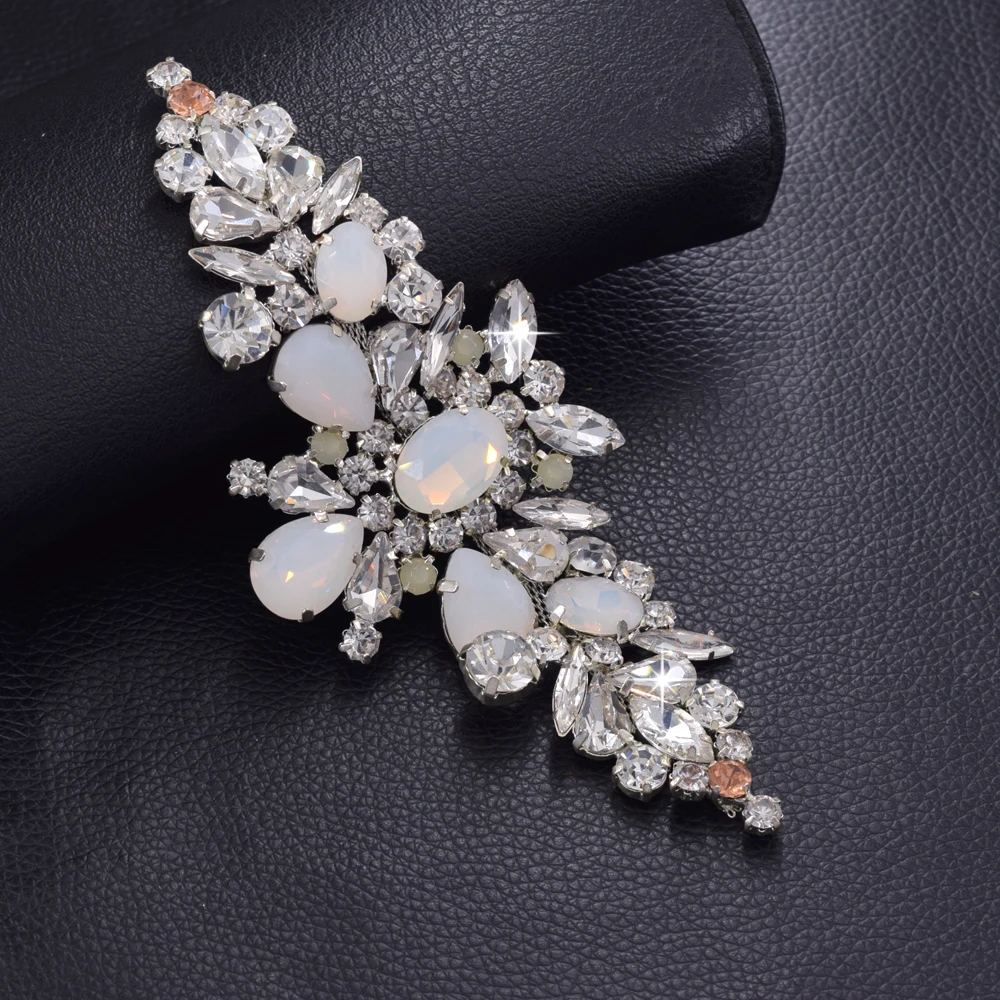 White opal rhinestone belt patches (3)