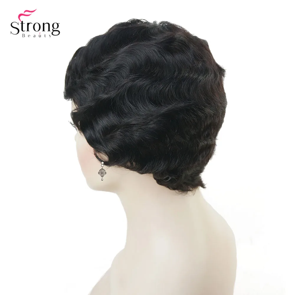 Wine red/Black African Short Finger Waves Hairstyles 70% Human Hair and 30% Kanekalon Wig Flapper Hairstyle Wig For Black Women Wine red/Black African Short Finger Waves Hairstyles 70% Human Hair and 30% Kanekalon Wig Flapper Hairstyle Wig For Black Women