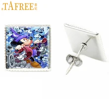 TAFREE высокое качество 5D мышь квадратные серьги-гвоздики для женщин Серебряный позолоченный чехол-накладка с мультяшным сережки-гвоздики bijoux(украшения своими руками) Ювелирные изделия E021