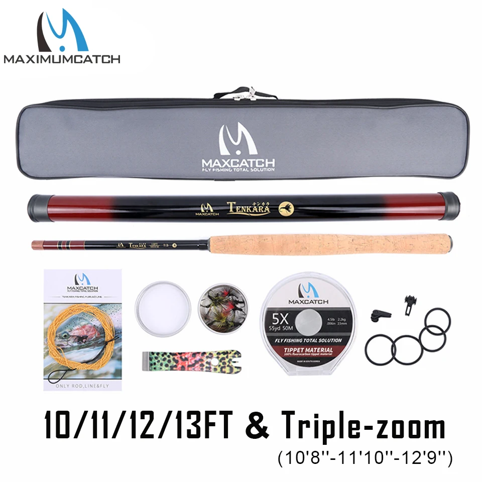 Maxcatch Telescoping Tenkara Rod Combo 12FT Fly Rod Fishing Pole & Line & Flies & Tippet Maxcatch Telescoping Tenkara Rod Combo 12FT Fly Rod Fishing Pole & Line & Flies & Tippet