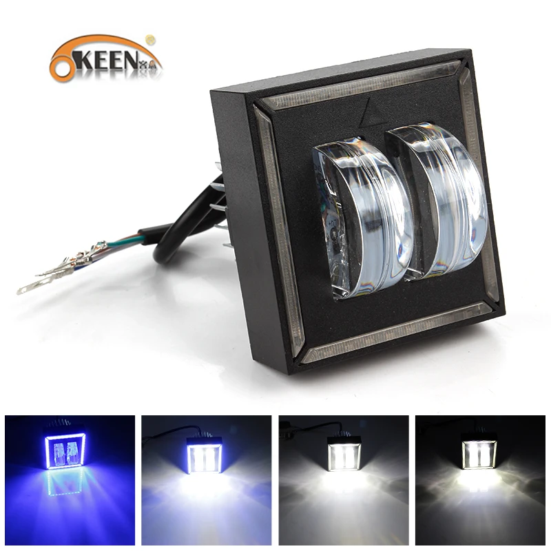 

OKEEN Motorcycle Driving Lights 60W 3inches LED Work Light High Low Beam 6000K White Waterproof Blue Headlight for Moto Fog Lamp