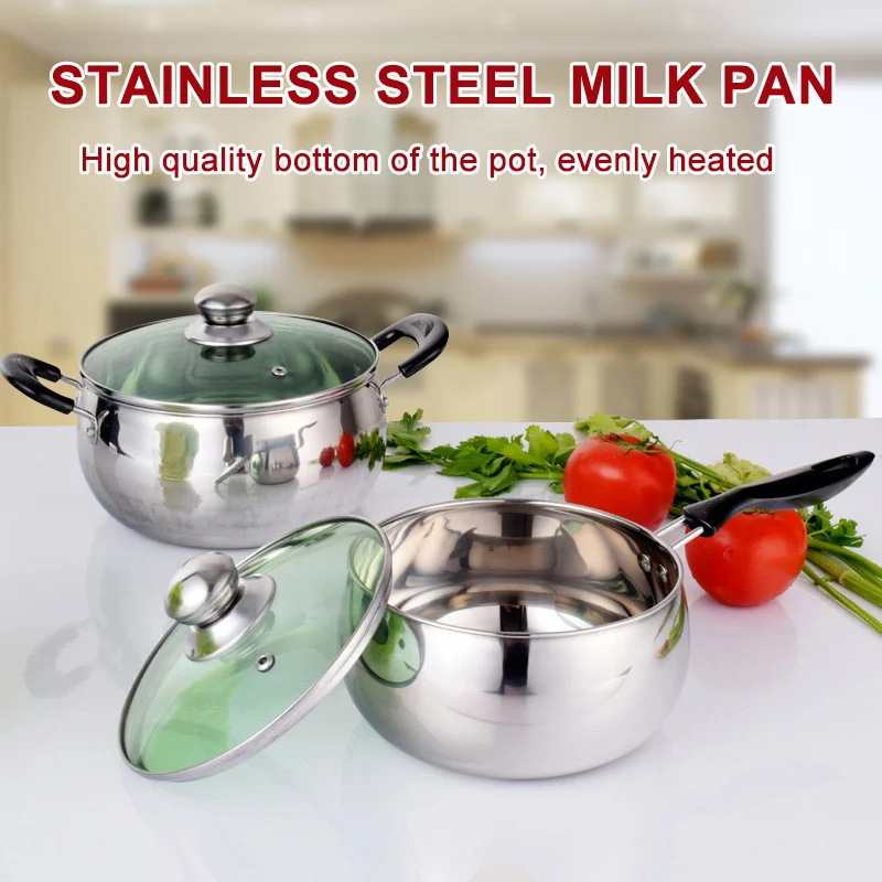 

1 Pcs Stainless Steel Cook Pot Stockpot with Lid Milk Saucepan Cookware WXV Sale