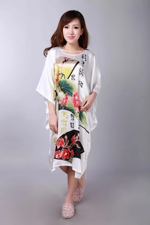 Высокое качество Зеленый женский из искусственного шелка и сатина шелковый халат летняя лаунж-кимоно платье модная новинка ночная рубашка; Прямая поставка; один размер