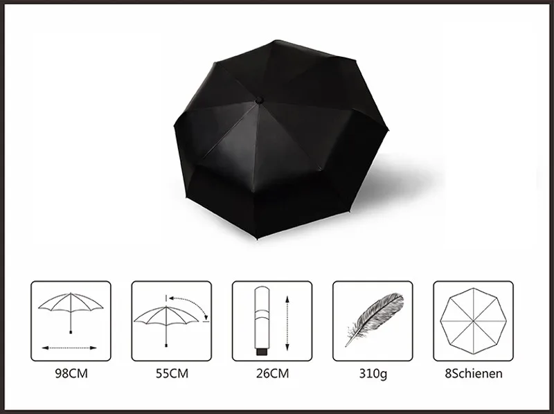 Модные черные звезды женский зонтик три сложения ветростойкий анти Солнечный зонт с защитой от ультрафиолета солнечного и дождливого двойного назначения мужской зонт