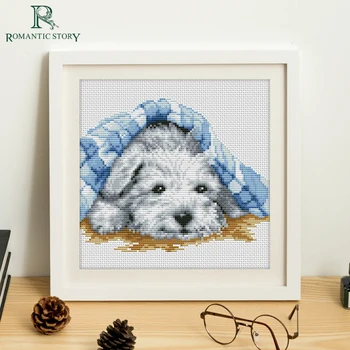 

Romantic Story Cross Stitch Kits Embroidery,Puppy gift Bedroom Study Decoration Needlework stitch cross 2144