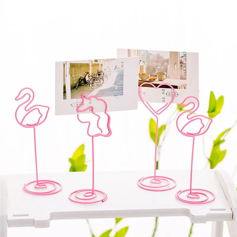 

2PC/Lot Unicorns Flamingos Loving Heart Pink Message Clips Photo Paper Postcard Craft DIY Decoration Note Clamp Office Supplies