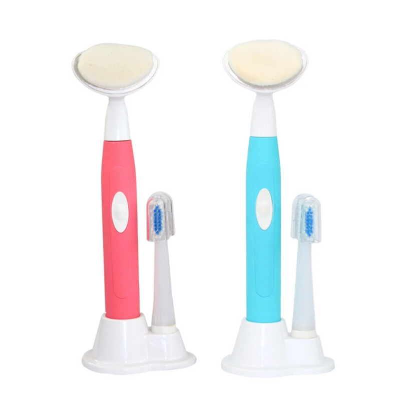 1pcs 2 In 1 Head Replacement Sonic Vibration High Frequency Electric Facial Cleaner And Electric Soft Micro Fine Tooth Brush