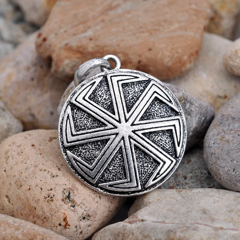 Slavic Kolovrat Pendant Antique Silver Kolovrat Pagan Sun Wheel Amulet Pendant Sun Wheel Amulet
