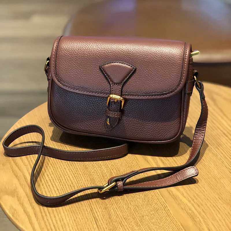 

Genuine leather bag female new wild single shoulder slung First layer cowhide fashion small square bag tofu bag MZORANGE