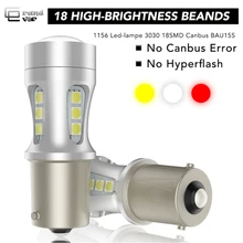 1156 светодиодный лампы 3030 18SMD Canbus BAU15S PY21W BA15S P21W светодиодный светильник для автомобилей указатели поворота белый желтый красный освещения 12V 24V