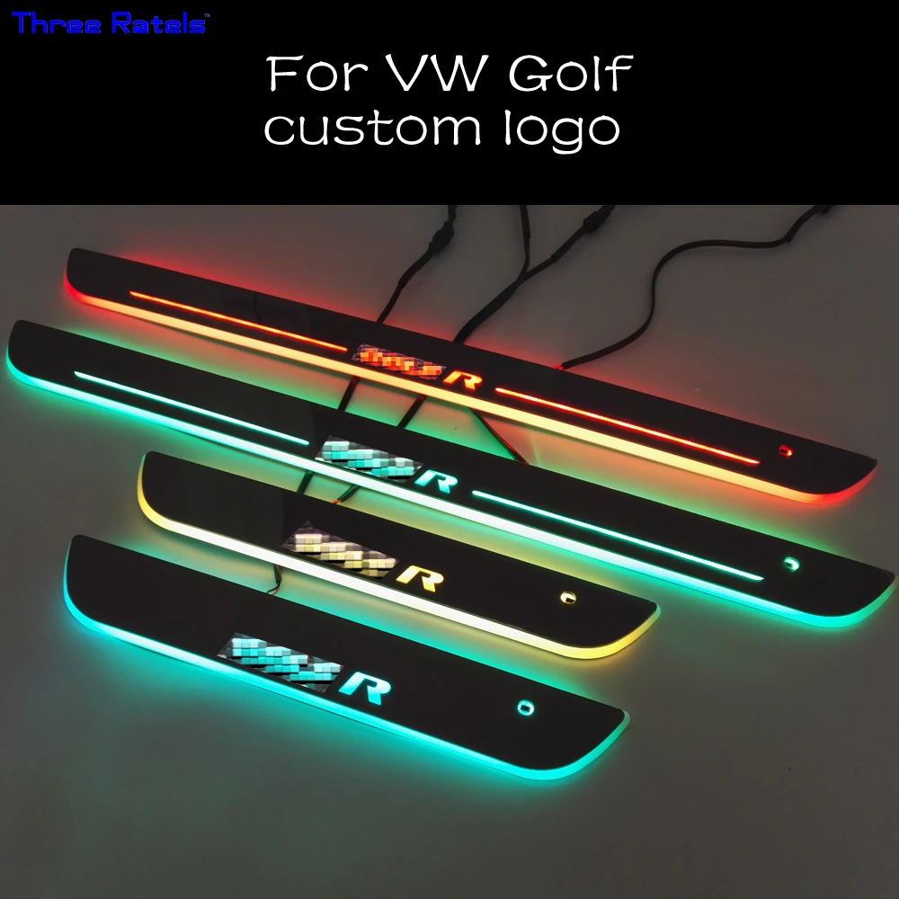 

For VW Golf LED door sill scuff plate Illuminated Door Sills Lighted Sills Led Moving Door Scuff Car Styling three ratles