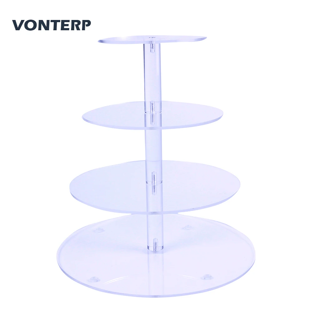 

VONTERP 1 PC transparent Round 4 Tier Acrylic Cupcake Display Stand /acrylic cake stand acrylic cake holder for party birthday