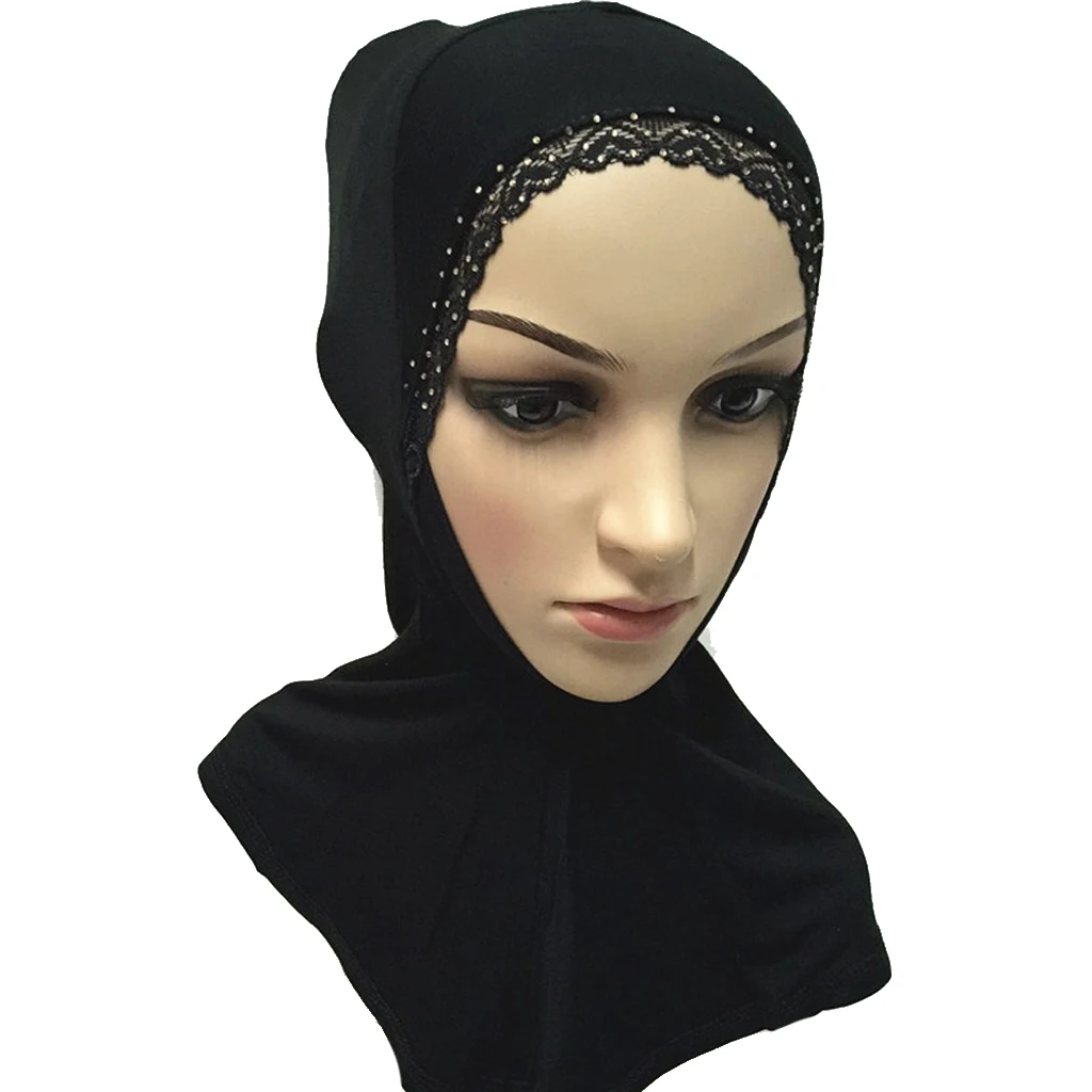 Fashion Black Modal Full Cover Wrap Muslim Hijab Caps Head Scarf Women Accessory