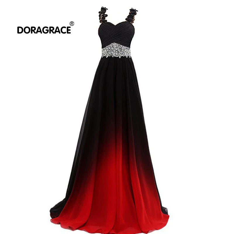 

Doragrace robe de soiree Beaded Chiffon Gradient Evening Dresses Long Prom Gowns