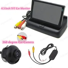 4.3 inch TFT-LCD display screen rearviwe monitor HD 360 degree 22.5mm CCD reverse parking camera for car parking