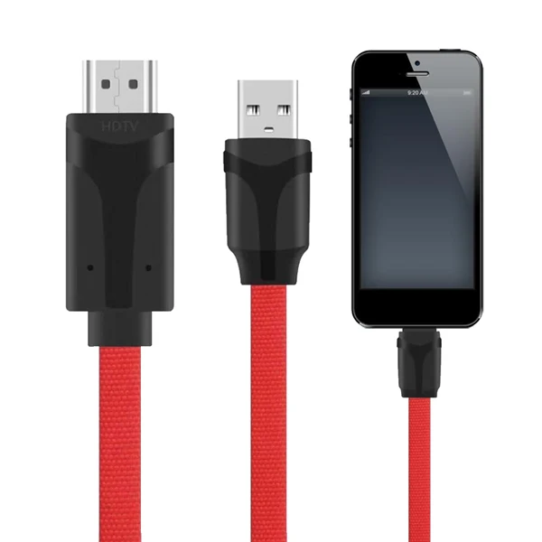 Red Нейлоновый Плетеный USB HDMI конвертер для Lightning-HDMI кабель для iOS 11 10 9 iPhone X 8 7 6 iPad к HDMI tv Цифровой AV адаптер - Цвет: Red