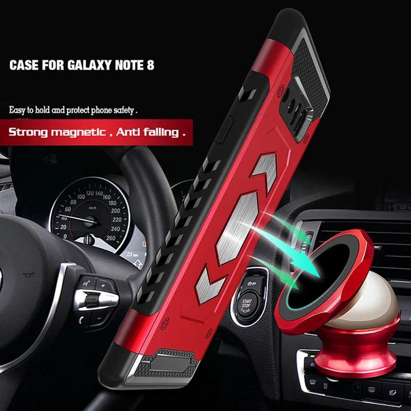 

ProElite TPU+PC Hybrid Shockproof Armor Case for Samsung Galaxy Note 8 9 S9 S8 Plus J8 J2 Pro 2018 Magnetic Holder Stand Cover