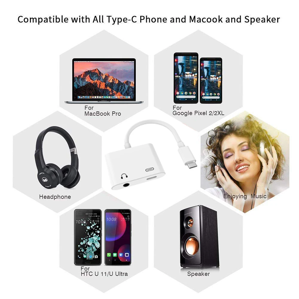 Сплиттер адаптер Ascromy Type C 3 5 мм USB конвертер для нового 2018 Apple iPad Pro 11 12 9 дюйма iPadpro AUX