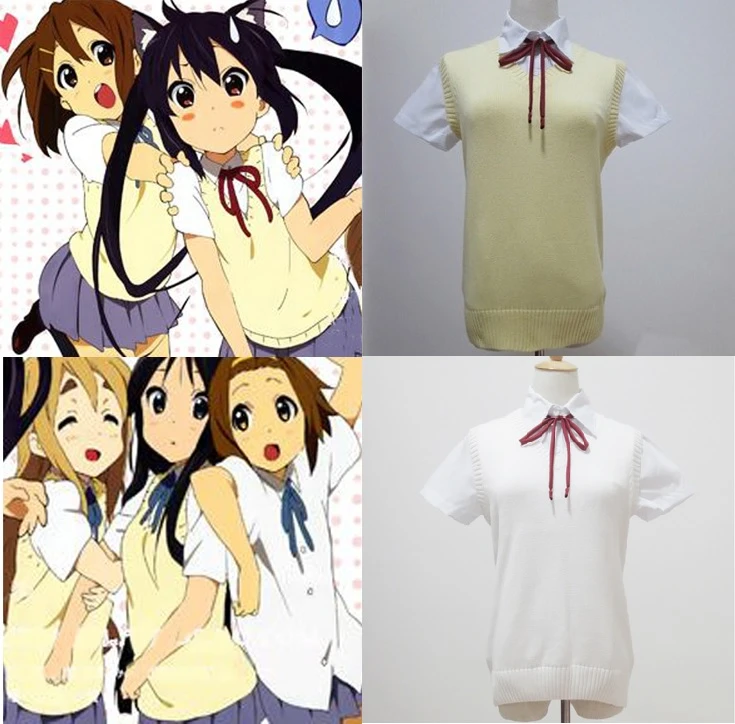 9色けいおん 高校制服セーター用女の子かわいいコスプレノースリーブセーターベストvネック編み服ベスト制服 High School Uniform School Uniform Cosplaycosplay Uniform Aliexpress