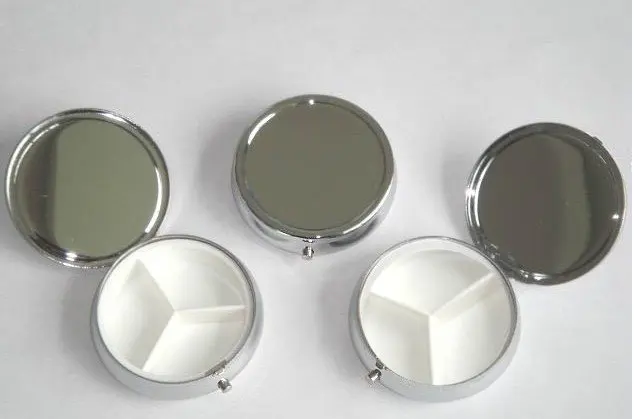 10 шт. металлический контейнер для таблеток круглый медицинский Органайзер DIY Медь и серебро