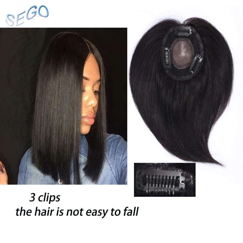 SEGO Diameter 9cm Straight Weld Base HairTopperToupee For Women Natural Color Human Hair Pieces Indian Hair Closure 150% Density