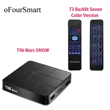 T96 Mars Android 7,1 tv BOX Amlogic S905W четырехъядерный процессор BT 1 ГБ/2 Гб ram 8 ГБ/16 ГБ с T3-C Air mouse