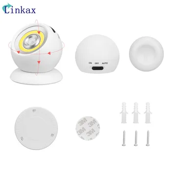 

Magnetic White Light 360 Degree Rotary Motion Sensor LED Night Light Using 3*AAA Battery Sensor Control For Baby Room,Dark Place
