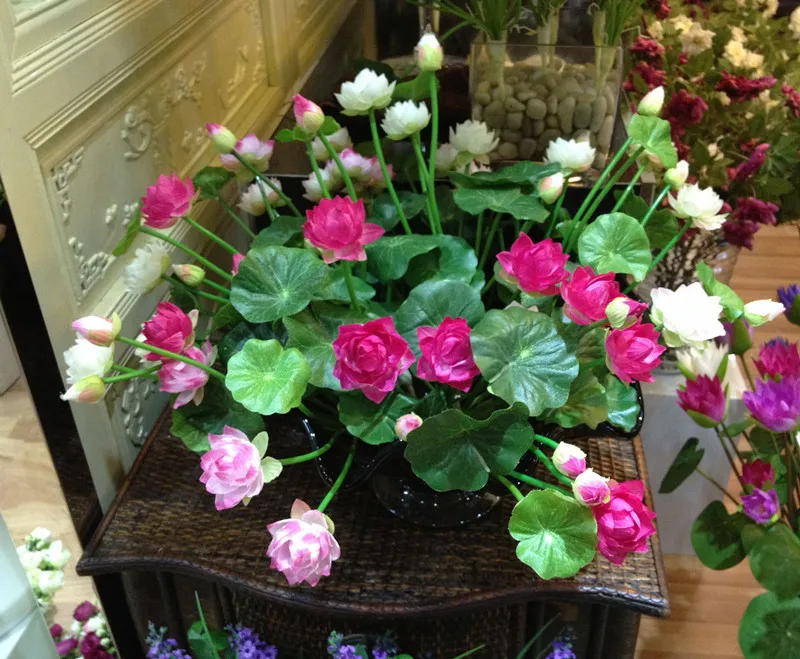 11 Heads artificial silk lotus flowers craft arrangement bouquet