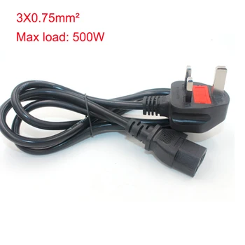 

1.2m 1.8m UK Power Extension Cable Cord British Supply Cable Lead UK Plug To IEC C5/C13 For Laptop Charger LCD TV max load 500W