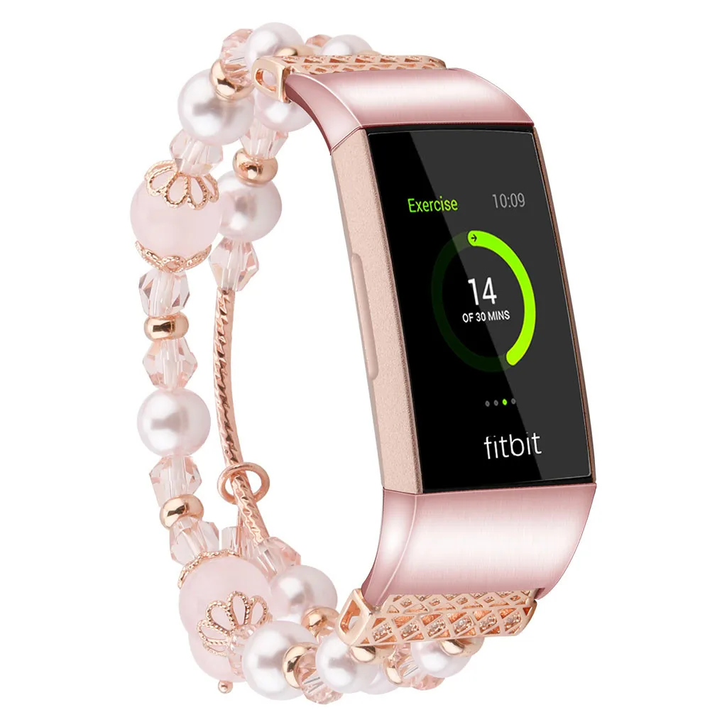 Смарт-часы, ремешок для смарт-часов, mi band, модный спортивный браслет с бусинами, ремешок для Fitbit Charge 3, смарт-браслет