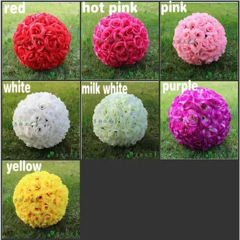 

25CM/10" Artificial Encryption Rose Silk Flower Kissing Balls Hanging Ball Christmas Ornaments Wedding Party Decorations Supplie