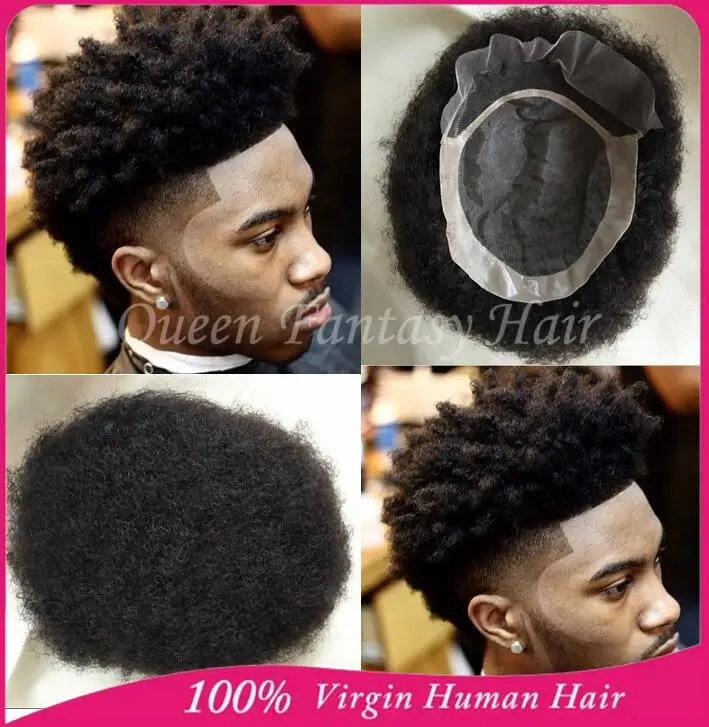 New Arrival afro curl mens toupee 7"x9" real virgin indian ...