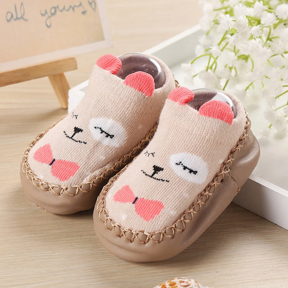 Newborn Baby Boys Girls Cartoon Ears Floor Socks Anti-Slip Baby Step Shoes Socks Zapatos de bebe