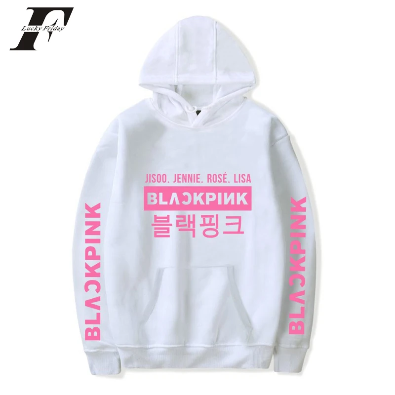 Luckfidayf Blackpink kpop толстовки с надписью Женская толстовка из хлопка с длинным рукавом черный розовый kpop повседневная одежда 4xl