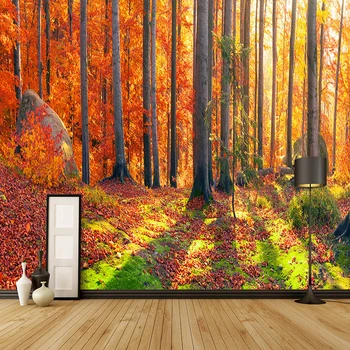 

Custom Mural Wallpaper 3D Stereo Golden Forest Nature Scenery Photo Wall Painting Living Room Restaurant Cafe Background Wall 3D