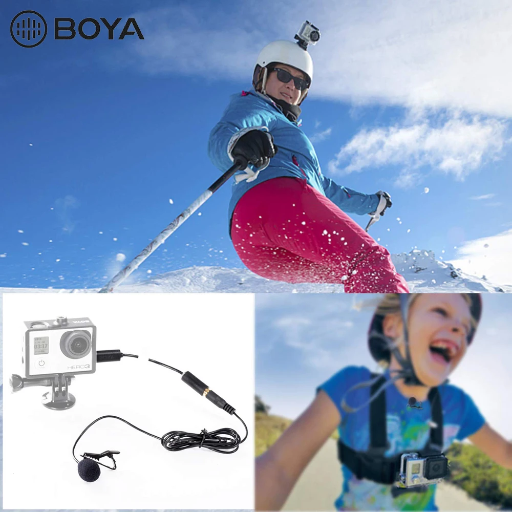 BOYA от LM20 спортивный внешний микрофон с зажимом 3 5 мм Mini USB для GoPro Hero 4 + 2