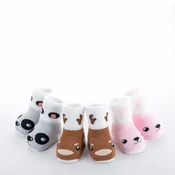 3 пары носков для малышей Зимние хлопковые носки для новорожденных от 0 до 3 лет теплые мягкие нескользящие носки-тапочки с рисунком