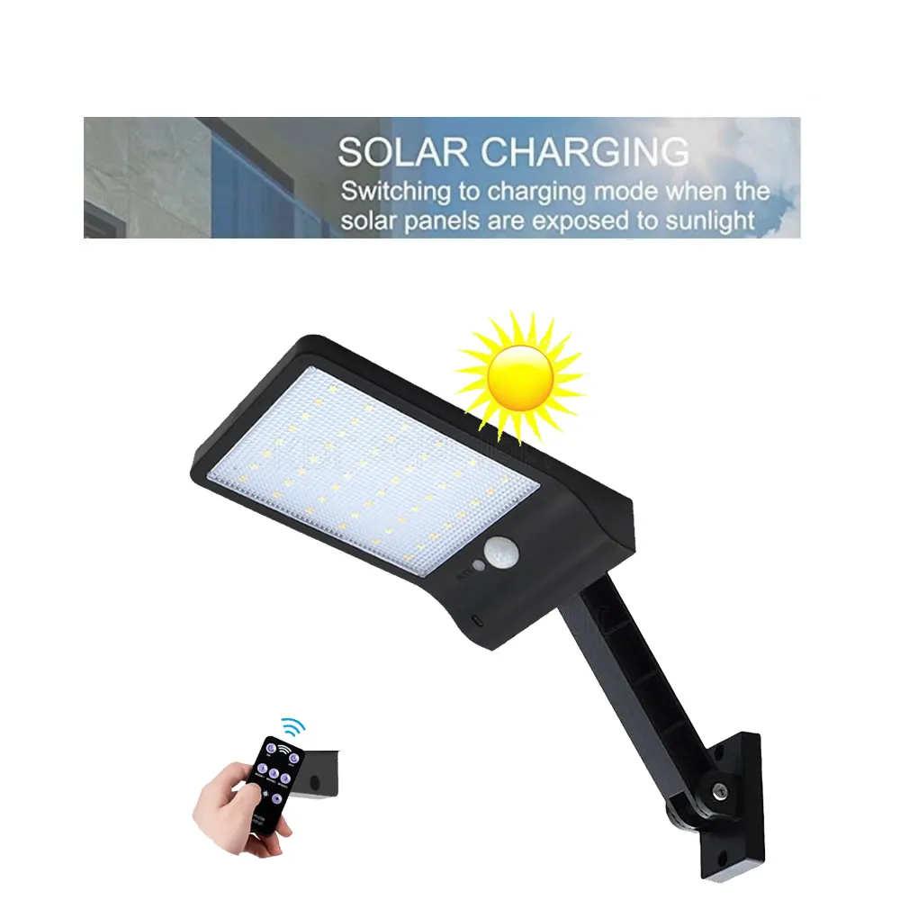 remote control rotate bracket solar street light 48 LED Solar Powered Wall Light PIR Motion Sensor Street Outdoor IP65 Waterproo